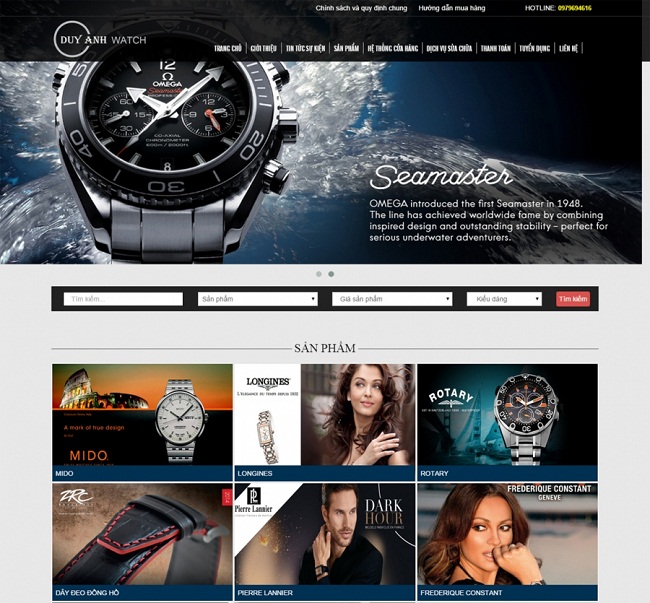 thiết kế web đồng hồ bán đồng hồ thời trang chuẩn seo chuyên nghiệp