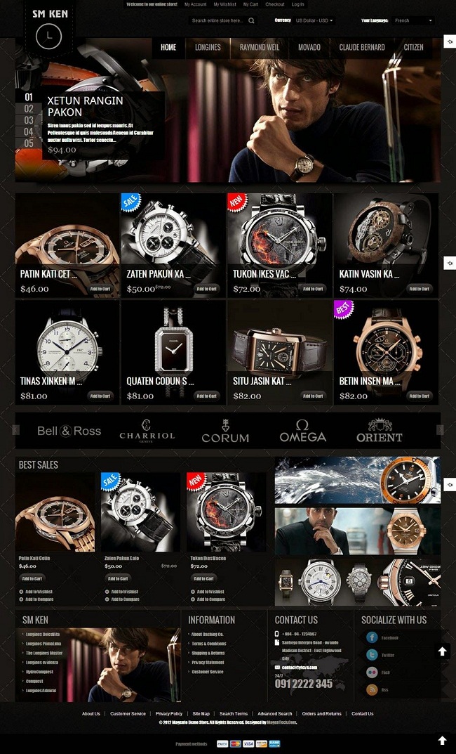 mẫu thiết kế web bán đồng hồ thời trang ấn tượng hiện đại chuyên nghiệp