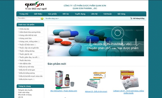 thiết kế web bán hàng dược phẩm dược liệu