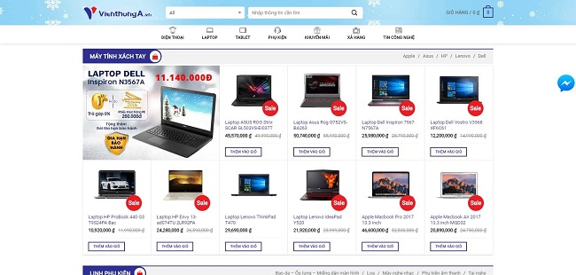 thiết kế web bán laptop trực tuyến, điện thoại, linh kiện máy tính