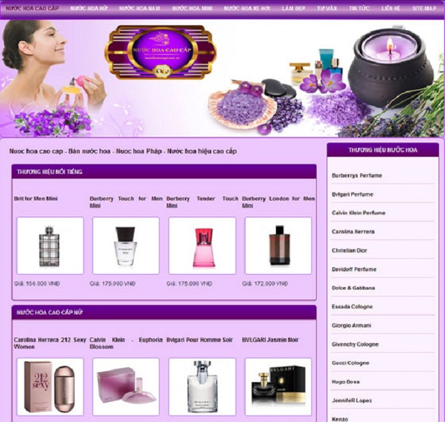 thiết kế web bán nước hoa sản phẩm làm đẹp online