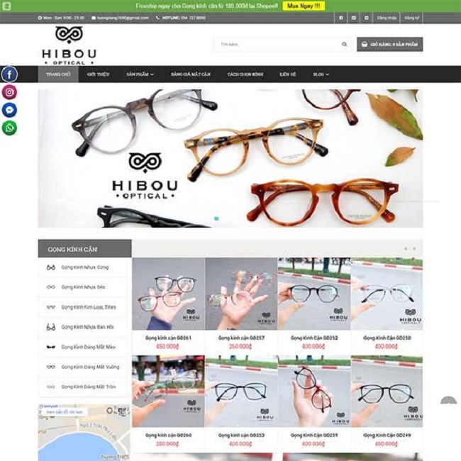 thiết kế web bán mắt kính chuyên nghiệp chuẩn seo uy tín giá rẻ