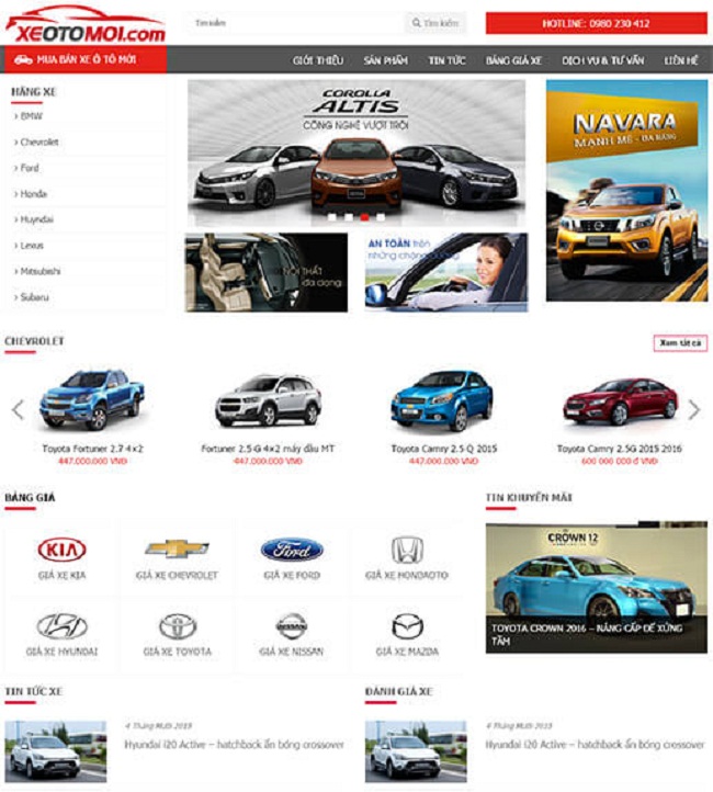 thiết kế web bán ô tô giá rẻ chuyên nghiệp chuẩn Seo 
